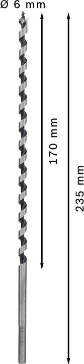 Actual product image Bosch Professional Zubehör PRO Wood Wood auger bit, 6 x 170 x 235 mm (6 mm)