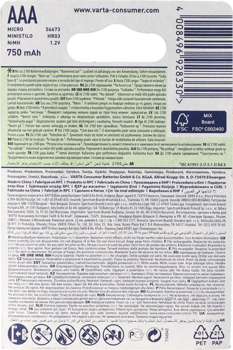 Produktbild Varta Recharge Accu Endless (4 Stk., AAA, 750 mAh)