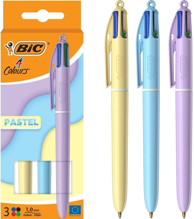 Actual product image Bic Multi-coloured biros 4 Colours Pastel 3 pieces (Blue, Yellow, Lilac, 3 x)