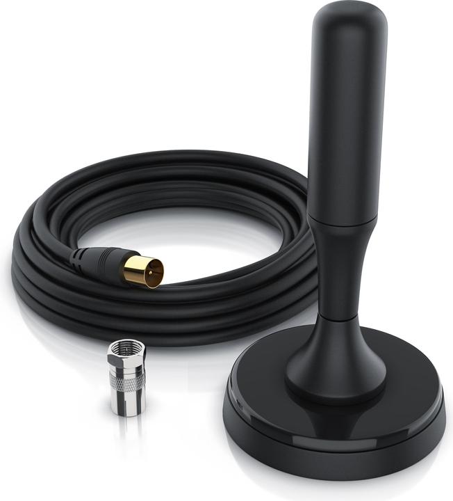 Produktbild CSL DVB-T2 Stabantenne für Innenbereich, digitale Antenne mit 4m Kabel / inkl. F-Stecker Adapter (Stabantenne, 5 dB, DVB-T / -T2)