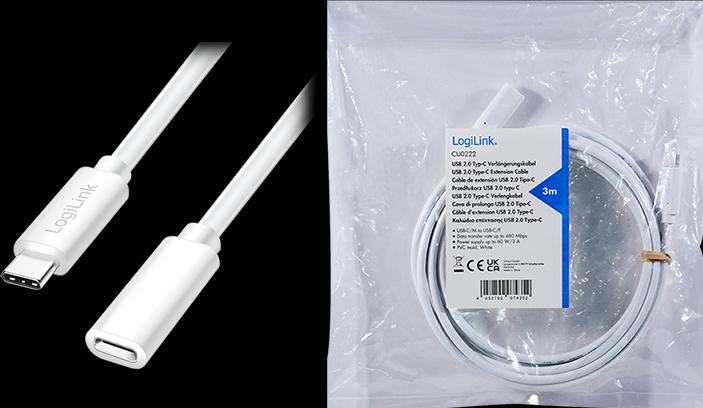 Actual product image LogiLink USB C – USB C (3 m, USB 2.0)