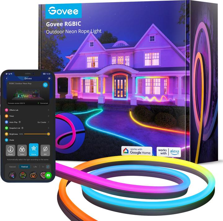 Actual product image Govee Neon Strip Lights (RGBIC, 1000 cm, Outdoor)