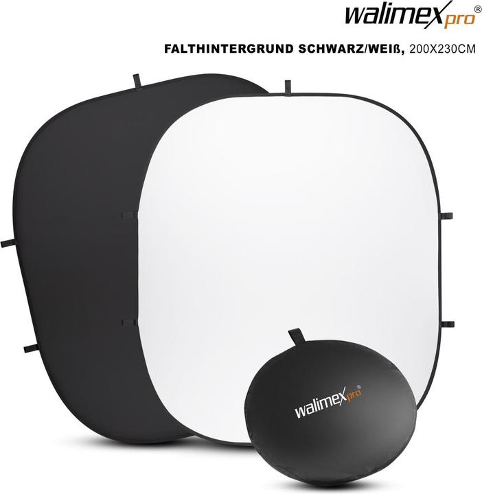 Produktbild Walimex Falthintergrund 200x230cm schwarz/weiss (230 cm, 200 cm)