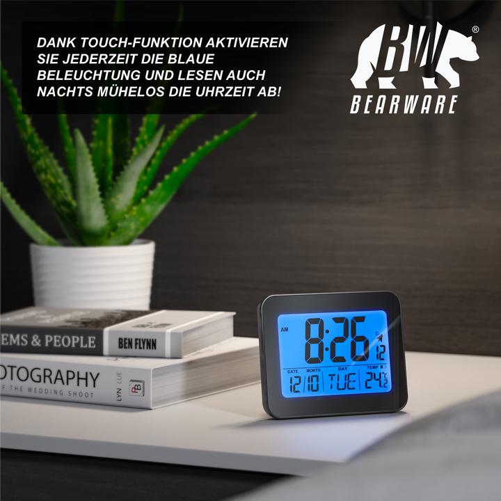 Produktbild Bearware Wecker digital, Reisewecker kompakt mit Temperaturanzeige Schlummerfunktion, Messung Temperatur