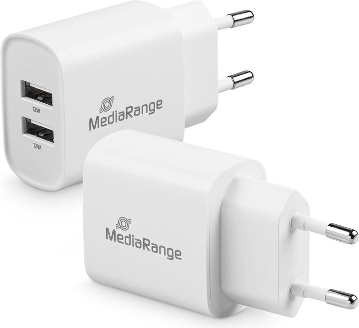Actual product image MediaRange Set of 2 USB power supply units with 2 USB-A ports (12 W)