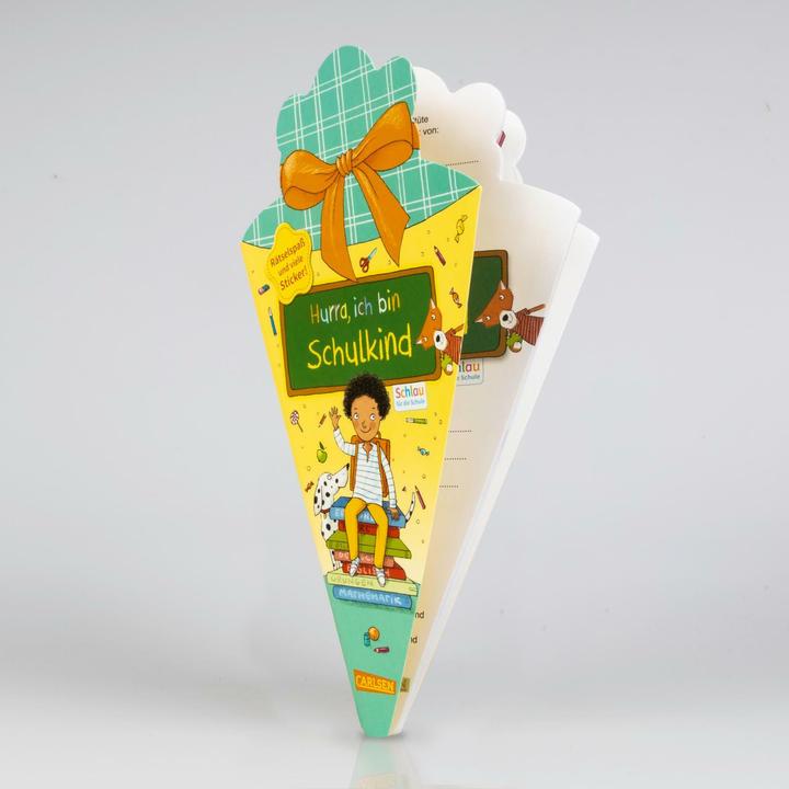 Actual product image Smart for school: Hooray, I'm a schoolchild (mint/yellow school cone) (30.70 cm, 1 x)