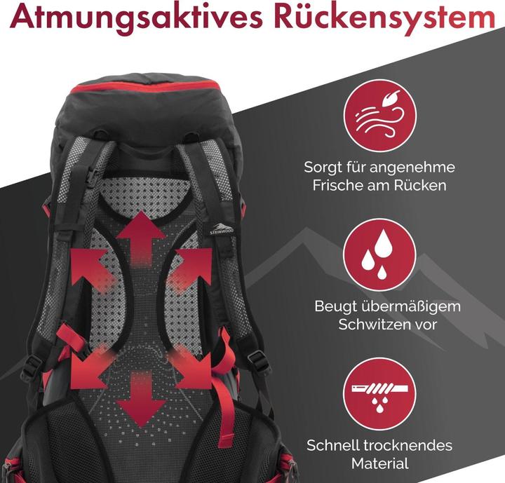 Produktbild Steinwood Wanderrucksack 35L - Wasserabweisend, mit Regenschutz & Rückenbelüftung (36 l)