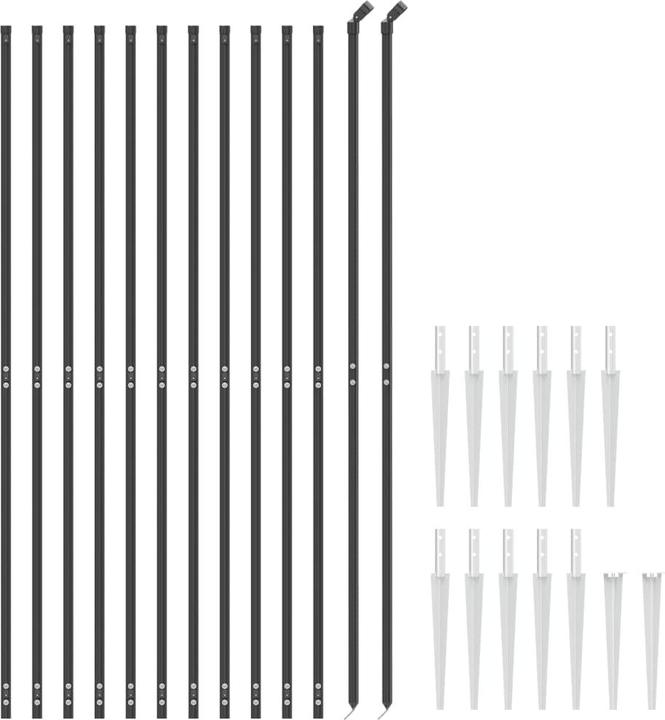VidaXL Maschendrahtzaun mit Bodenhülsen Anthrazit 1,6x25 m