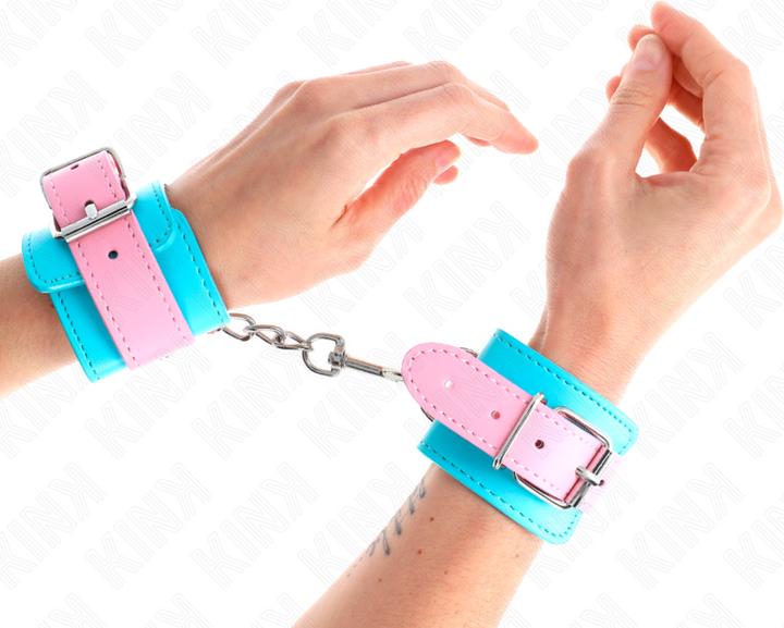 Actual product image Kink Wrist cuffs blue/pink adjustable 16-28 CM X 5 CM