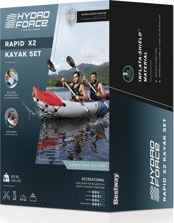Image du produit Bestway Hydro Force Kit kayak gonflable 2 personnes Rapid X2 3,21 m (1 pers.)