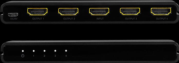 Image du produit LogiLink HD0037 HDMI Splitter 1x4 ports, 4K/60 Hz, HDCP, HDR, CEC, downscaler