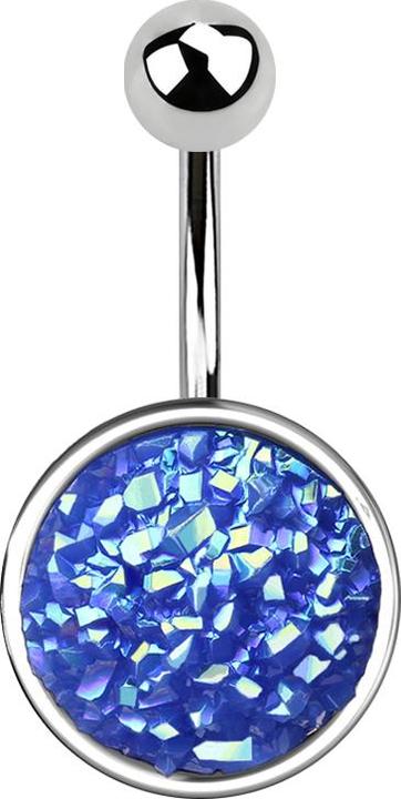 Produktbild Star Piercing Banane silber mit Druse Stein dunkelblau (Chirurgenstahl 316L, Messing)