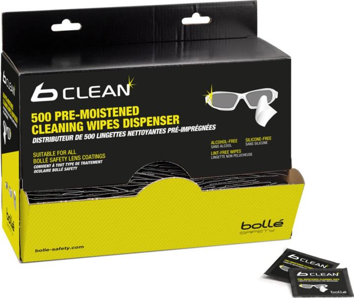 Bollé B500 dispenser with 500 spectacle cleaning wipes
