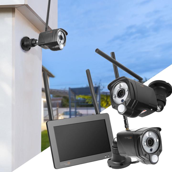 Actual product image Technaxx Wireless surveillance camera set, 7" touchscreen receiver, 2 FullHD IP cameras