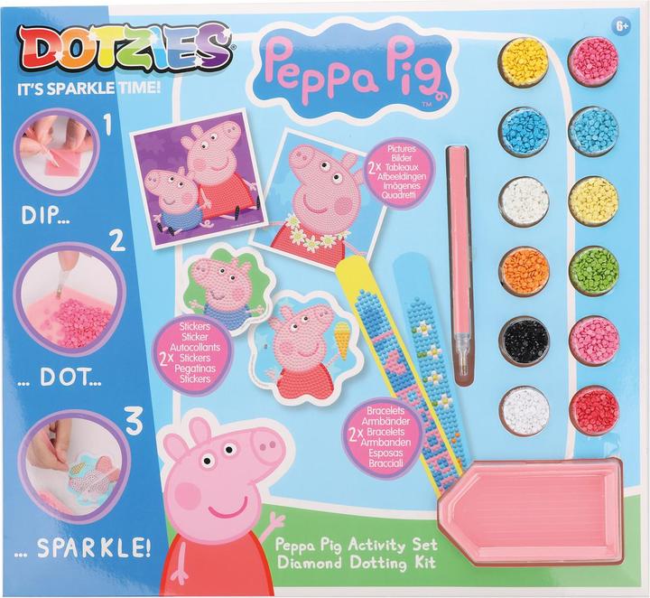 Productafbeelding Diamond Dotz DOTZIES® Original Diamond Painting Set Peppa Pig met 6 motieven: 2 plaatjes 15 x 15 cm, 2