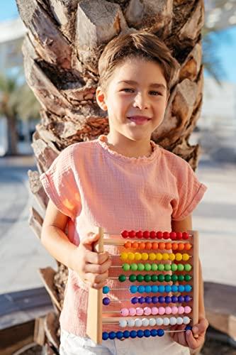 Produktbild Activity Board Rechenrahmen aus Buche für Grundschüler / 100 Holzrechenbrett / bunte Kugeln mit Aufgaben