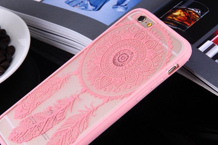 Produktbild König Design Apple iPhone 6 / 6s Handy Hülle Mandala Case Schutzhülle Motiv Traumfänger Rosa (Apple iPhone 6)