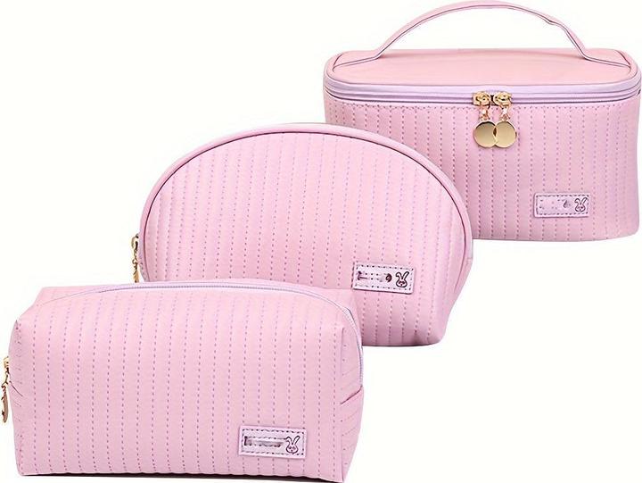 Produktbild Only-Bags.Store 3pcs/set Kosmetiktasche, tragbare grosse Öffnung quadratische Kosmetiktasche / Shell Design