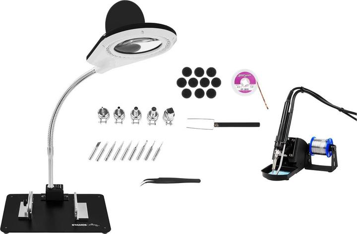 Actual product image Stamos Set Soldering Station with Tin Roller Clamp and Soldering Smoke Vent + Accessoires