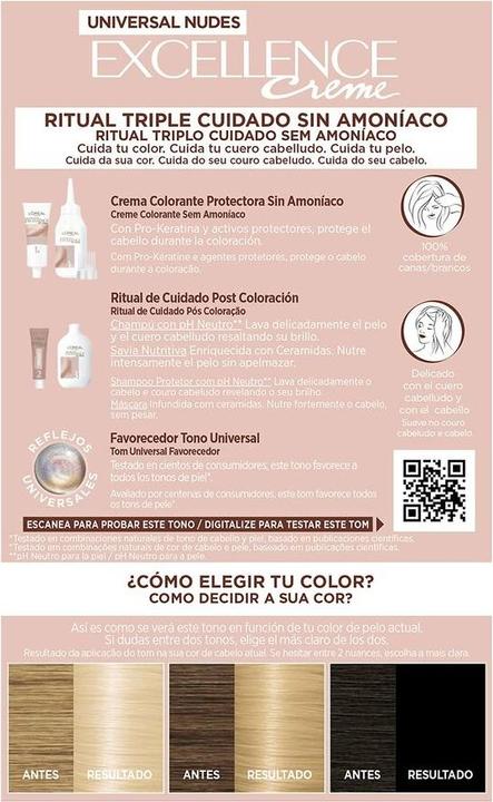 Produktbild L'Oréal Paris Excellence Creme Universal Nudes 10U-Hellstes Blondes Haarfärbemittel (Nº 9.0-rubio muy claro)