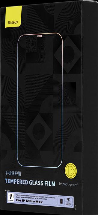 Image du produit Baseus 0.3mm Full-Coverage Privacy Protection Crystal Tempered Glass Screen Protector with Dust Filter for (1 pièce(s), Apple iPhone 12 Pro Max)