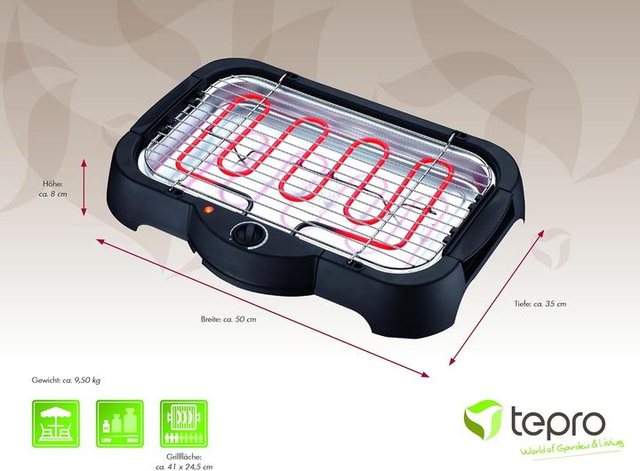 Actual product image Tepro Louisville electric grill 50.0 x 35.0 x 8.0 cm (2 kW)
