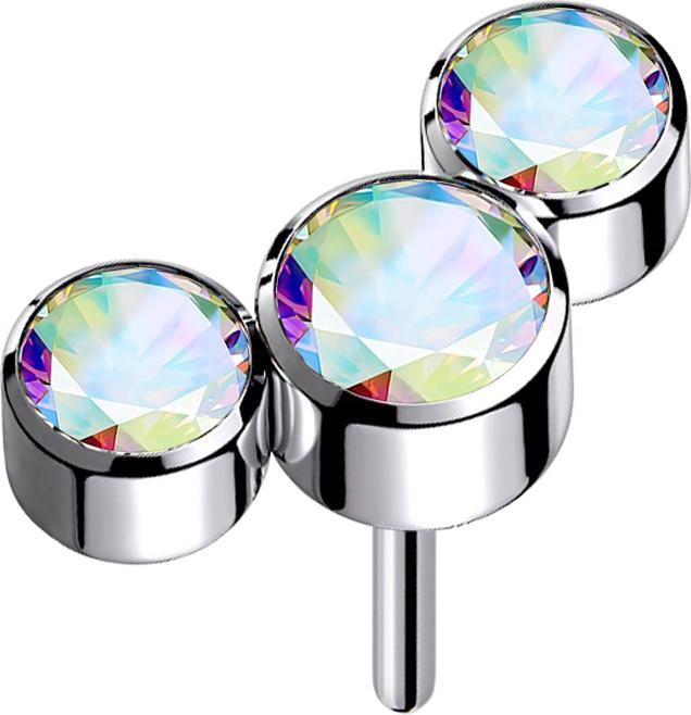 Produktbild Star Piercing Threadless silber drei Kristalle multicolor (Titan G23, ohne Messing)