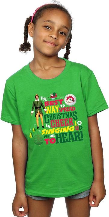 Actual product image Elf Girls Christmas Cheer Cotton T-Shirt (152, 158)
