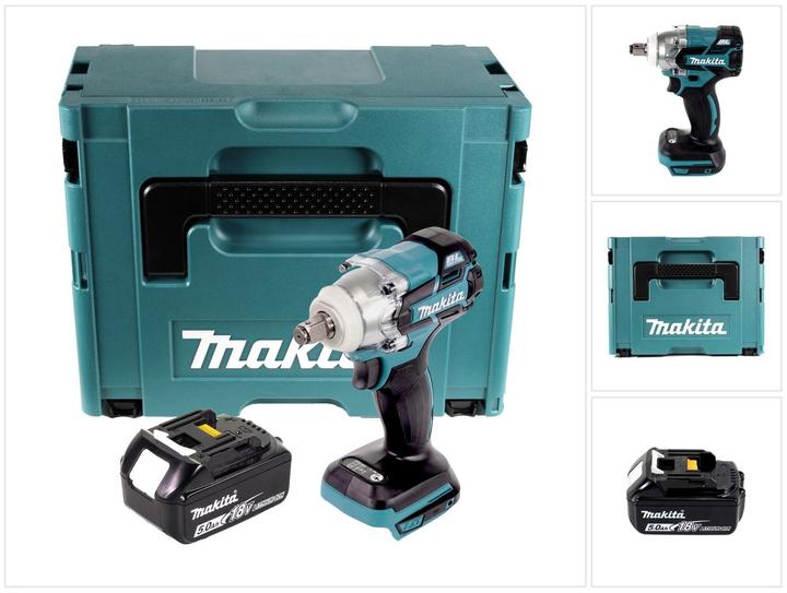 Produktbild Makita DTW 285 T1J Akku Schlagschrauber 18 V 280 Nm 1/2" Brushless + 1x Akku 5,0 Ah + Makpac - ohne (Akkubetrieb)
