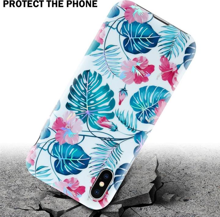 Image du produit Cadorabo Couverture IMD TPU Fleurs & Feuilles colorées (Apple iPhone X)