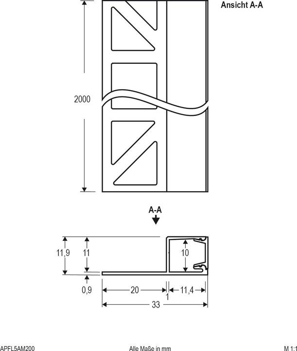 Image du produit EVN APFL5AM200 Profilé pour carrelage, y compris couvercle (200 cm, Intérieur)