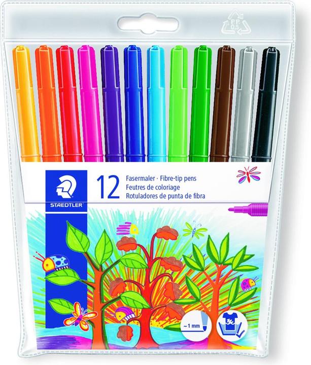 Actual product image Staedtler NC Fibre Pens 12 colours assorted (multicolour, 12 x)