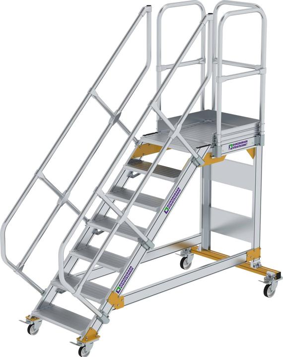 Produktbild Munk Plattformtreppe 45° fahrbar Stufenbreite 600 mm 7 Stufen Aluminium geriffelt (Plattformleiter, 60 cm)