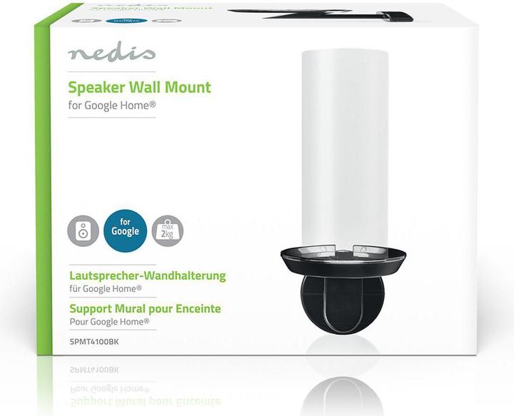 Produktbild Nedis Lautsprecherhalter Lautsprecherhalter Google Home Wand 2 kg Fest Metall/Stahl Schwarz Schwarz (1 Stk., Wandmontage, Nicht beweglich)