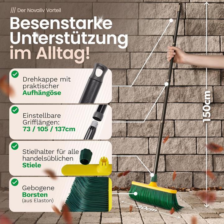 Produktbild Novaliv 2X Premium Krallenbesen mit Stiel 30cm, Spezialbesen gebogenen Borsten Kunststoffkopf -Ideal (1 Stk.)