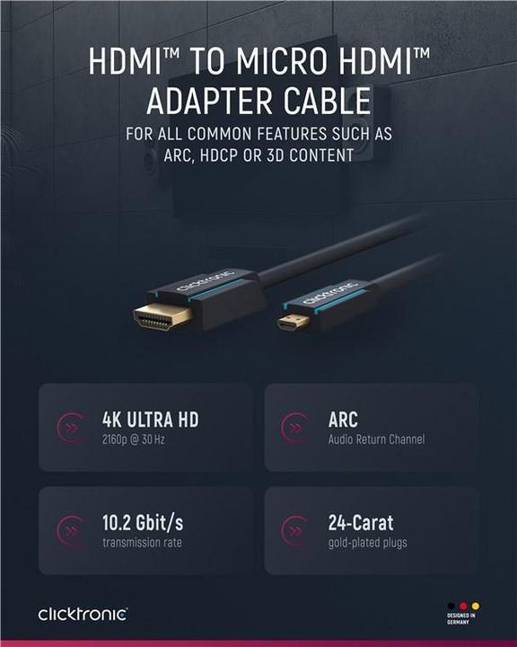 Actual product image clicktronic micro HDMI (Typ D) — HDMI (Typ A) (2 m, HDMI)