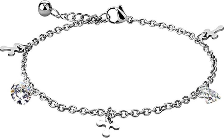 Image du produit Star Piercing Kette silber mit Kreuz und Kristall silber (Acier chirurgical 316L, 23.50 cm)