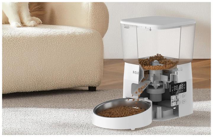 Actual product image Rojeco 2L Automatic Pet Feeder Button Version (White) (2 l)