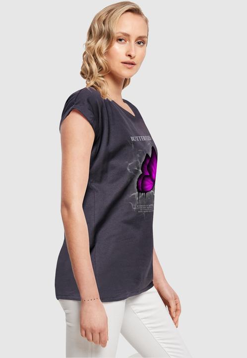 Produktbild Merchcode Ladies Butterflies Extended Shoulder Tee - 112637 (M)