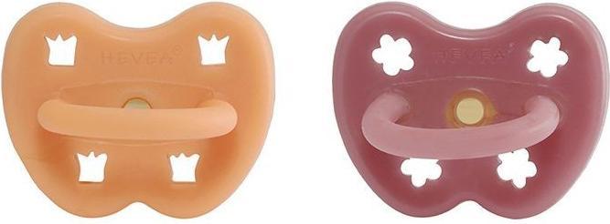 Actual product image Hevea 2-pack of natural rubber soothers, Apricot Crush & Berry Blush - orthodontic (from 3 months) (2 x)