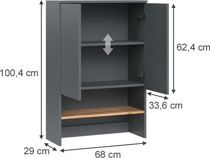 Produktbild Vichy Waschmaschinenoberschrank Viktor, Anthrazit/Goldkraft Eiche, 68 x 100.4 cm