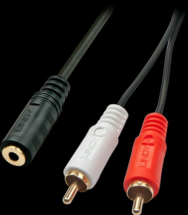 Audio adapter cable with 2x RCA to 3.5mm jack plug (0.25 m, 3.5mm jack (AUX), Cinch)