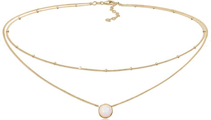 Elli Choker Layer-Look mit Opal (Sterling Silber, 38 cm)
