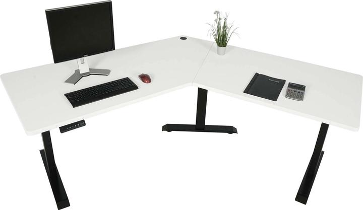 Produktbild Swisshandel24 Schreibtisch, Computertisch, 120° elektrisch höhenverstellbar weiss, schwarz
