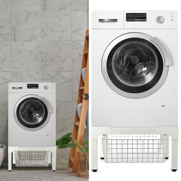 Produktbild Nedis Ständer für Waschmaschine und Trockner | Drahtkorb | 200 kg | Weiss