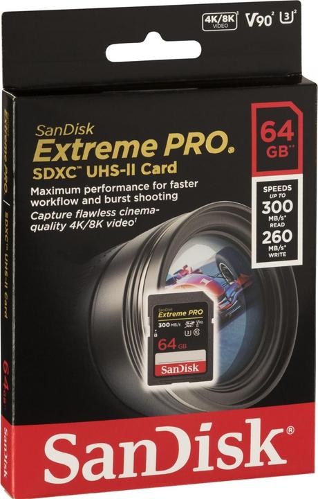 Produktbild SanDisk Extreme Pro (64 GB, SDXC, U3, UHS-II)