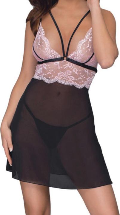 Produktbild Cottelli Collection Babydoll schwarz/rosa (XL)