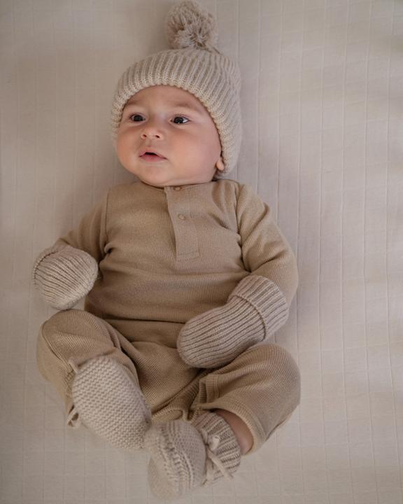 Actual product image Lodger Mittens Merino Wool Beige Size 1 (1)