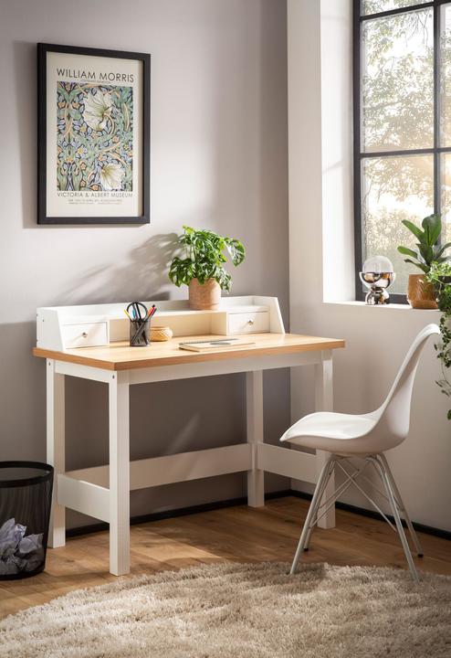 Produktbild FineBuy Schreibtisch Bürotisch 106 cm Weiss Schublade Platzsparend Computertisch