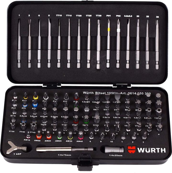 Image du produit Würth Assortiment d'embouts (1, 2, 6, 8, 20, 25, 30, PH2, TT15, PH1, TT30, TT25, TT20)